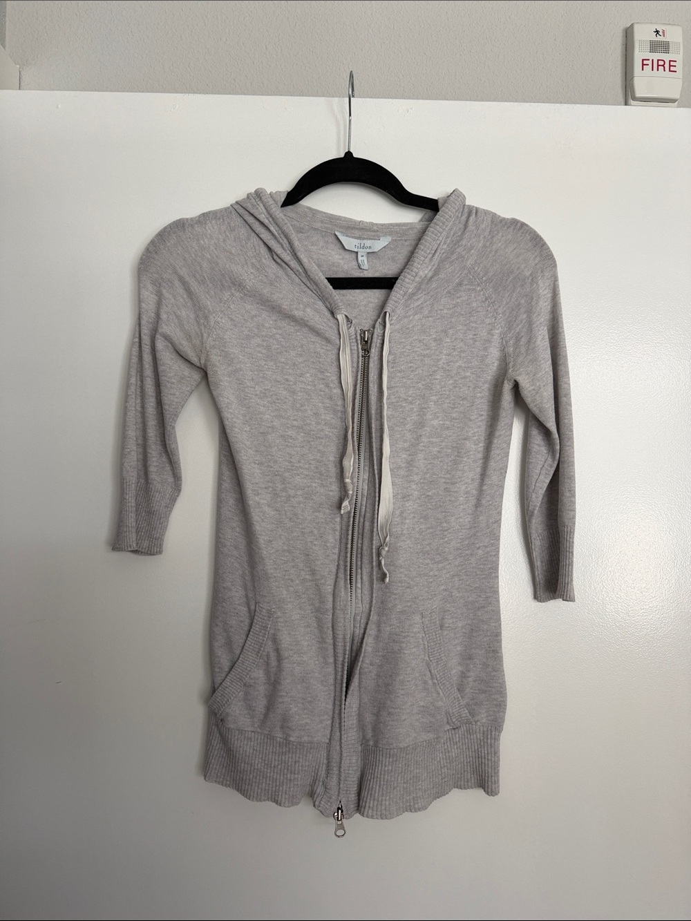 Tildon Light Gray Knit Hooded Sweater Tunic Long Sleeve Size S
